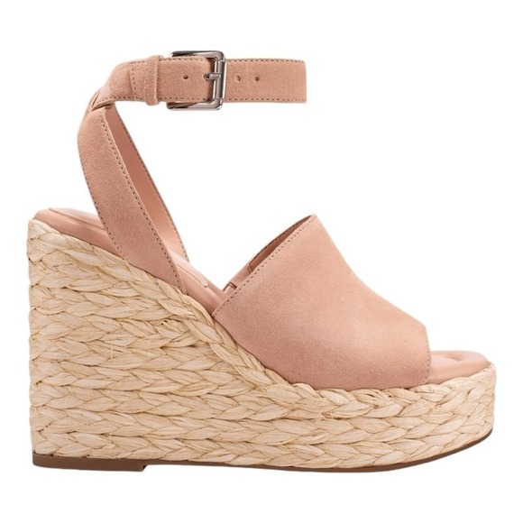 Marc Fisher LTD Nelly Espadrille Wedge Sandals Blush Suede Ankle Strap Size 8M - Picture 4 of 12